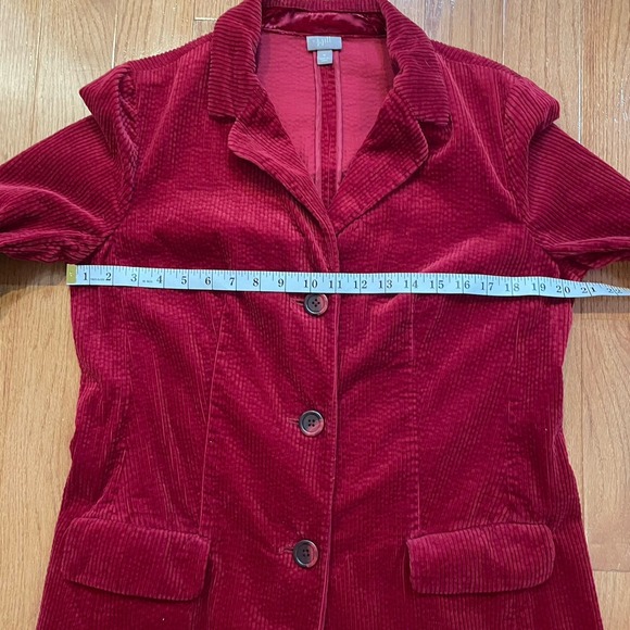 j.jill Sz M Rich Red Wide-Wale Corduroy Longer Poet Jacket Coat Artsy - Picture 6 of 12